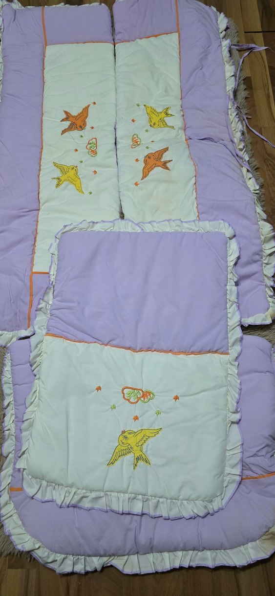 Nakışlı Lila Beşik Kenarlık Seti ve Alt değiştirme matı - Görsel 3