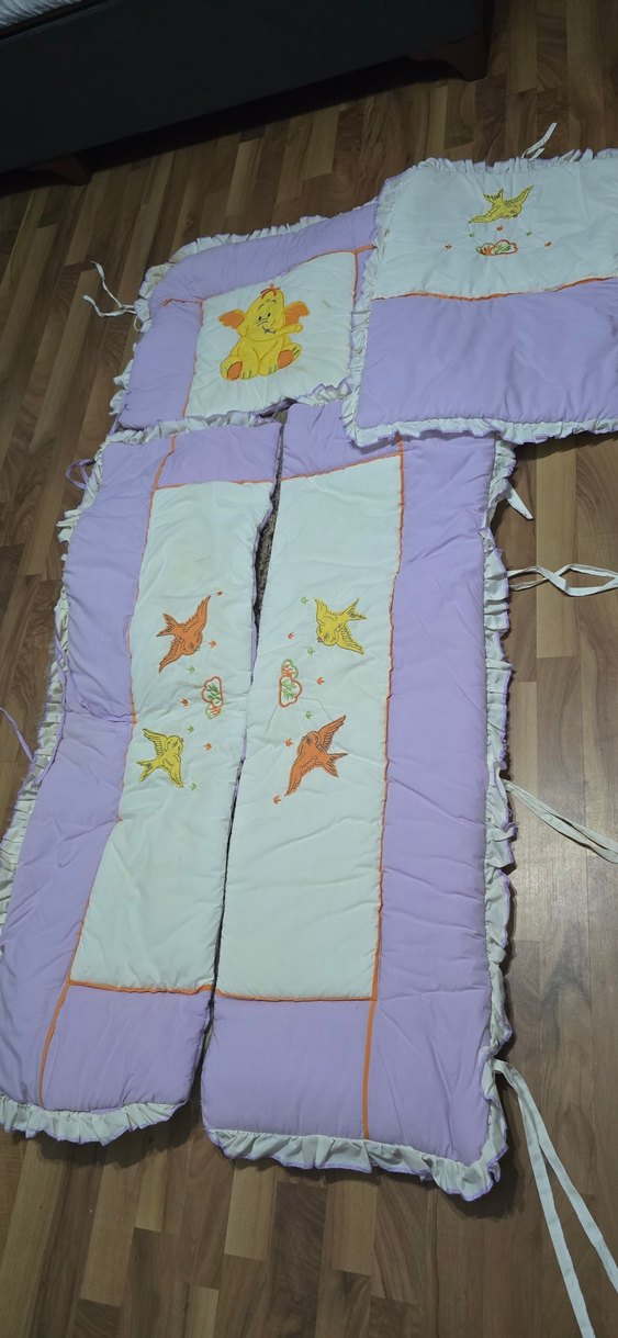Nakışlı Lila Beşik Kenarlık Seti ve Alt değiştirme matı - Görsel 2
