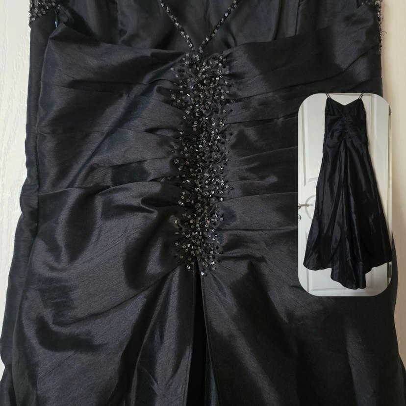 Uzun Kollu Nakışlı Siyah Gotik Abiye - Görsel 5