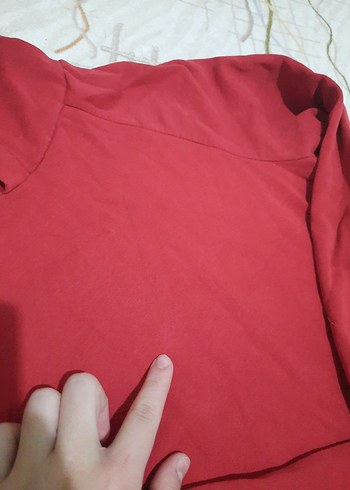 Kadın Kırmızı Kapüşonlu Sweatshirt - Görsel 2