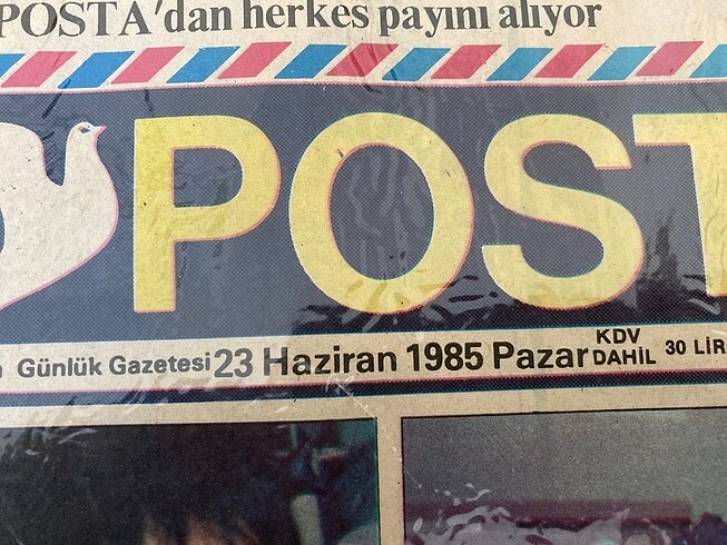 Beden beyaz Renk 23 Haziran 1985 koleksiyonluk 2 gazete 1 takvim yaprağı