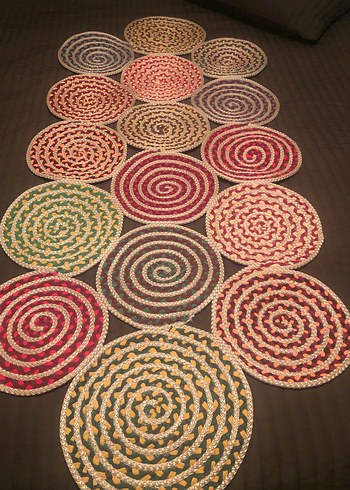 El emeği ve makinada hasır ipten yapılmış paspas küçük yolluk - Görsel 6