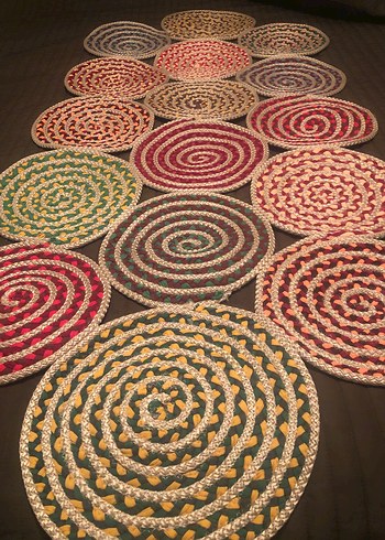 El emeği ve makinada hasır ipten yapılmış paspas küçük yolluk - Görsel 5