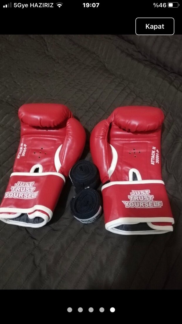 Kırmızı dragon Deri Boks Eldiveni Velcro - Görsel 5