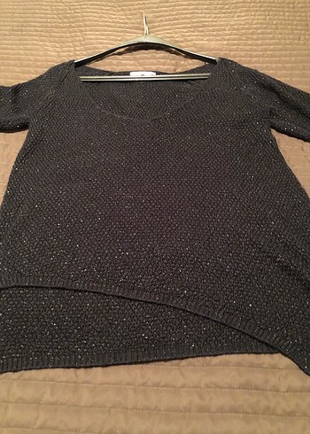 Kadın siyah Triko Uzun Kollu Kazak - Görsel 3