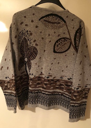 Nakışlı Gri Bohem Kadın yün Hırka - Görsel 3