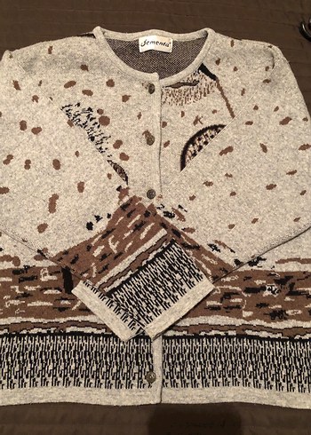 Nakışlı Gri Bohem Kadın yün Hırka - Görsel 4