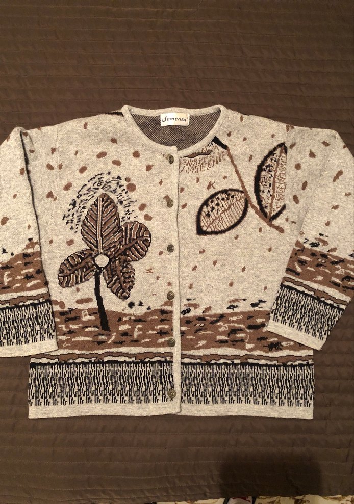 Nakışlı Gri Bohem Kadın yün Hırka - Görsel 5