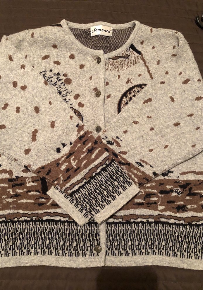 Nakışlı Gri Bohem Kadın yün Hırka - Görsel 4