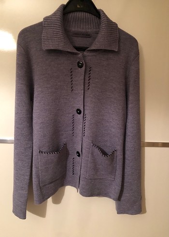 Düğmeli Gri Kadın kışlık Hırka - Görsel 5