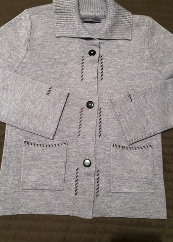 Düğmeli Gri Kadın kışlık Hırka - Görsel 2