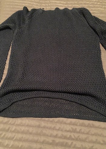 Siyah Örgü delikli Kadın Kazak - Görsel 3