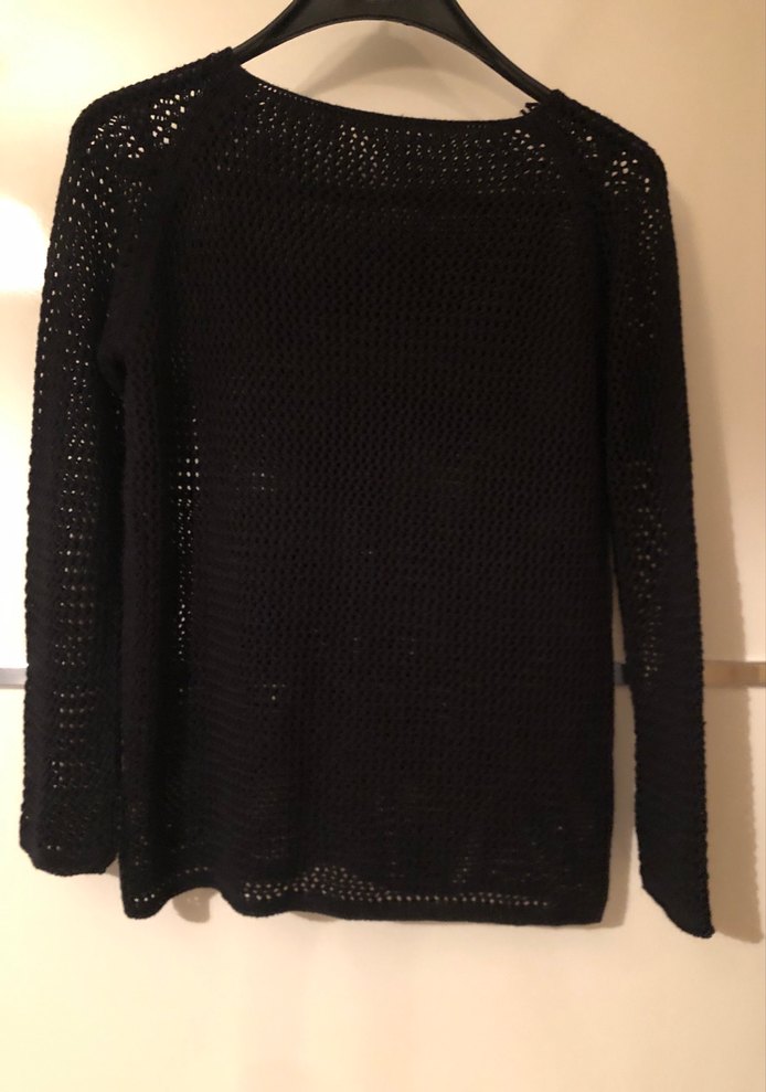 Siyah Örgü delikli Kadın Kazak - Görsel 2