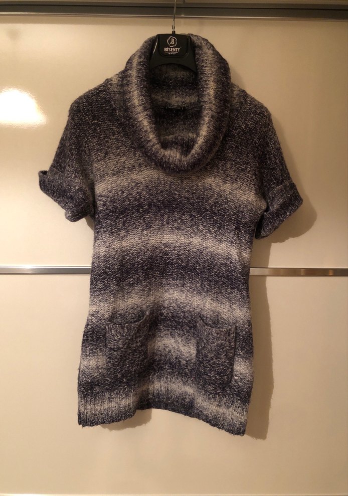 Lacivert Örgü Kısa Kollu Boğazlı kışlık kazak - Görsel 2