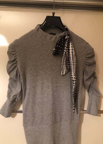 Gri Yüksek Yaka Örme Kadın Kazak - Görsel 3