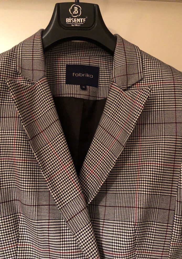 Düğmeli Ekose Desenli Kadın Blazer Ceket - Görsel 2