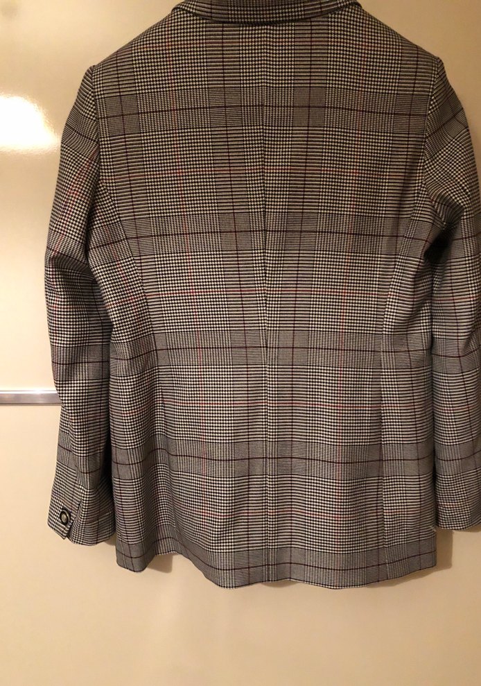 Düğmeli Ekose Desenli Kadın Blazer Ceket - Görsel 4