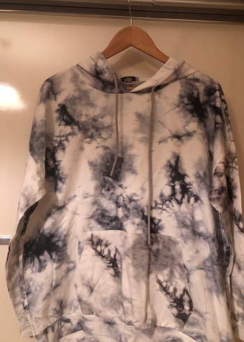 Fabrika Gri Batik Desenli Salaş Kadın Sweatshirt