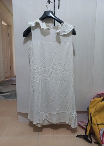 adil ışık Kolsuz Midi Keten Elbise - Görsel 5