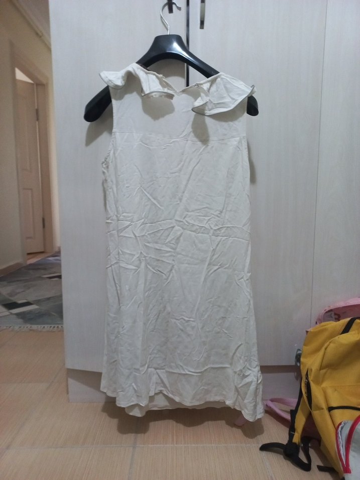 adil ışık Kolsuz Midi Keten Elbise - Görsel 5