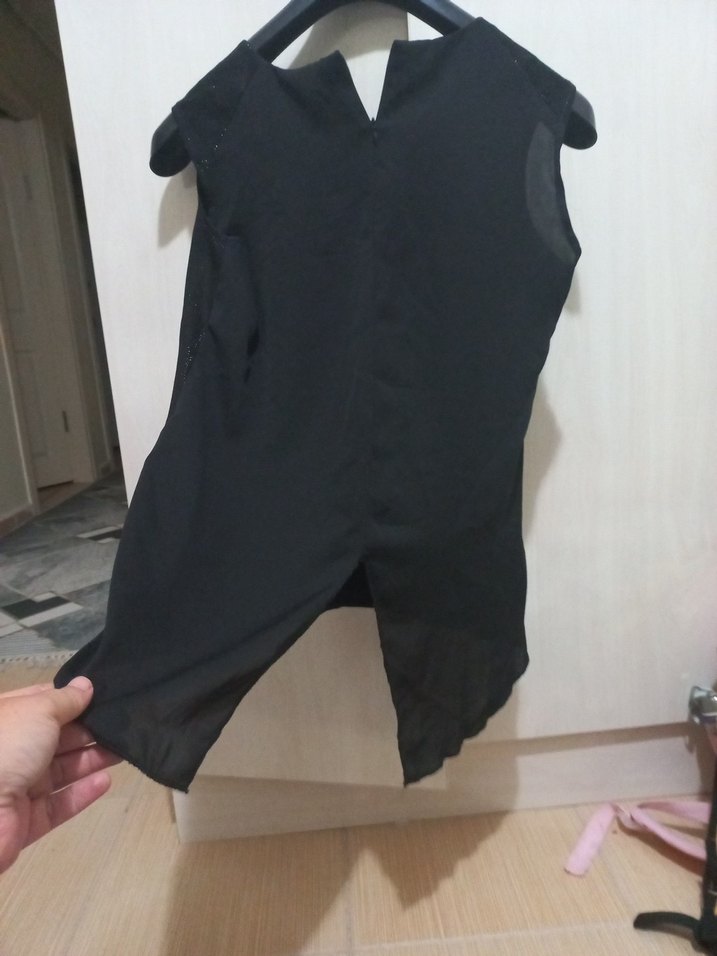 Siyah parlak bluz - Görsel 5