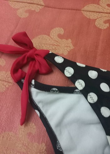 Kırmızı Fiyonklu Puantiyeli Bikini Altı - Görsel 3