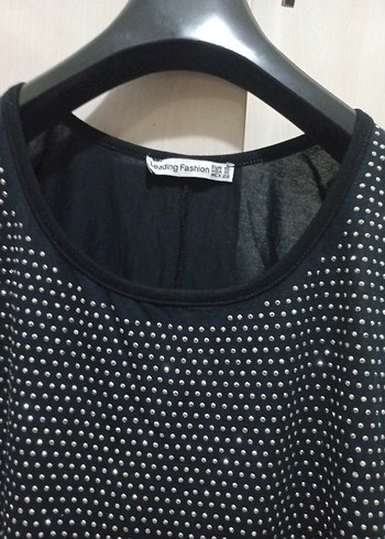 Siyah Pul zımbalı Kolsuz bluz - Görsel 3