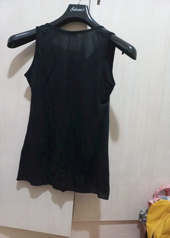 Siyah Pul zımbalı Kolsuz bluz - Görsel 5