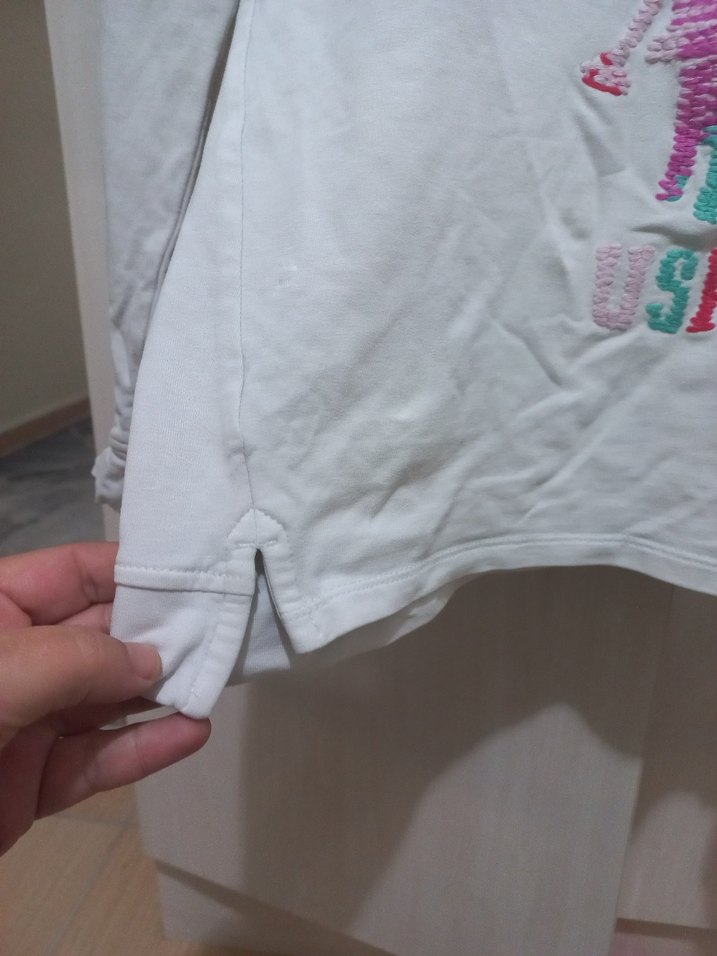 Baskılı Beyaz Uzun Kollu Kız Tişörtü - Görsel 3