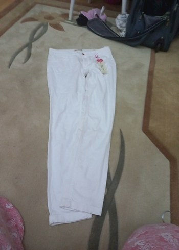 Beyaz Kemerli Kadın skinny Pantolon