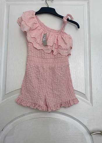 River Island Pembe Fırfırlı Kız Çocuk Askılı Tulum