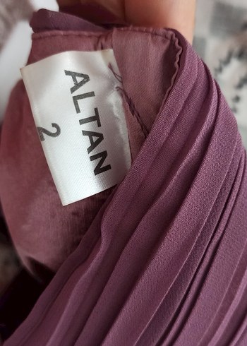 Mor Straplez Midi Abiye Elbise Çiçek Detaylı - Görsel 3