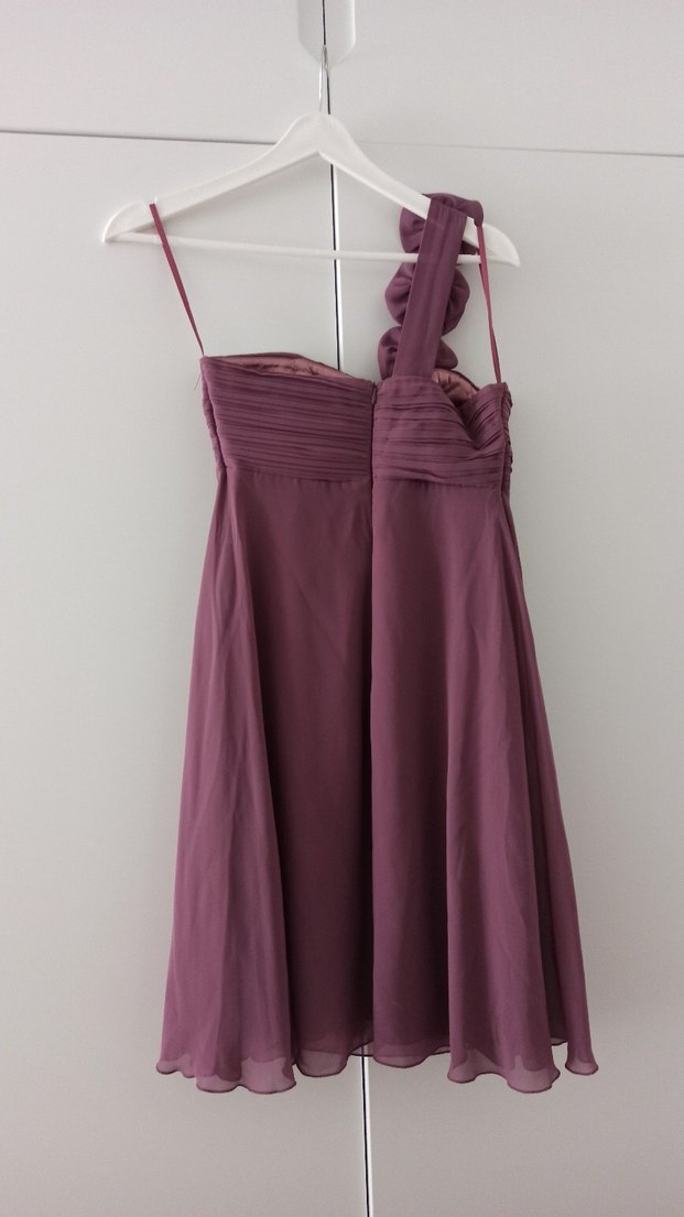 Mor Straplez Midi Abiye Elbise Çiçek Detaylı - Görsel 2