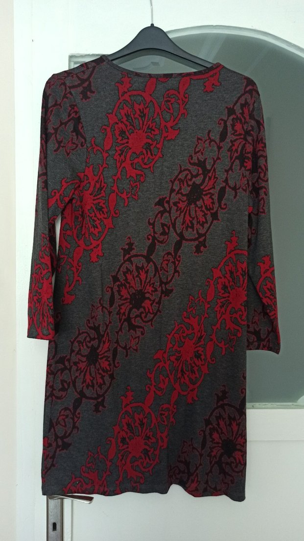 Bordo Desenli Uzun Kollu Tunik - Görsel 2