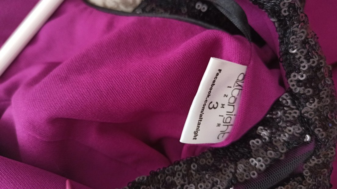 Pullu Detaylı Uzun Pembe Abiye Elbise - Görsel 5