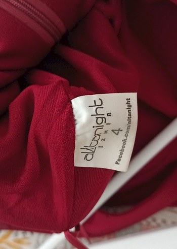 Bordo Drapeli Uzun Straplez Abiye Elbise - Görsel 4