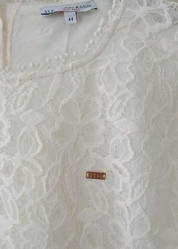 Dantel İşlemeli Beyaz Kadın Bluz - Görsel 2