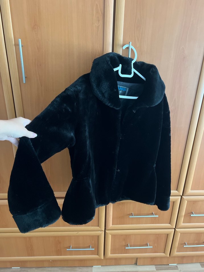 Siyah Kadın Midi Boy Suni Kürk Ceket - Görsel 2