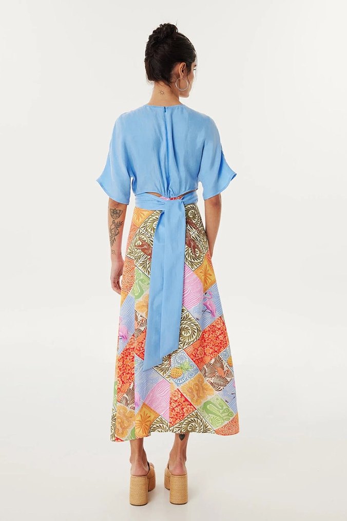 Twist Renkli V Yaka Uzun Elbise - Görsel 2