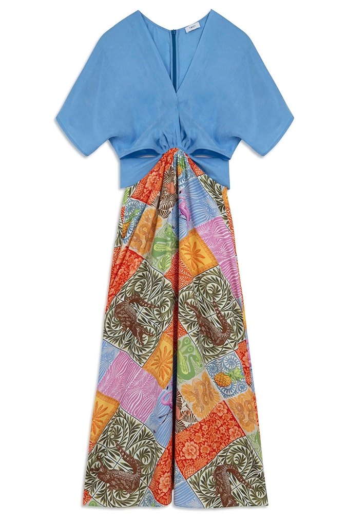 Twist Renkli V Yaka Uzun Elbise - Görsel 3