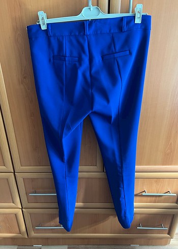 Kadın Mavi Midi Kumaş Pantolon - Görsel 2