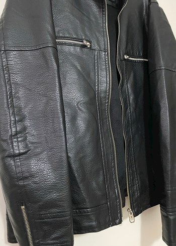 Erkek Siyah Deri Ceket - Görsel 2