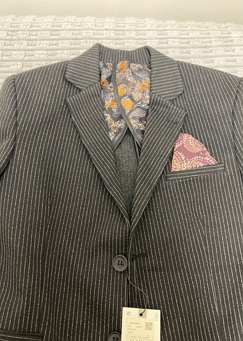 Gri Zebra Desenli Düğmeli Erkek Ceket - Görsel 4