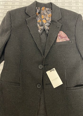 Gri Zebra Desenli Düğmeli Erkek Ceket - Görsel 2