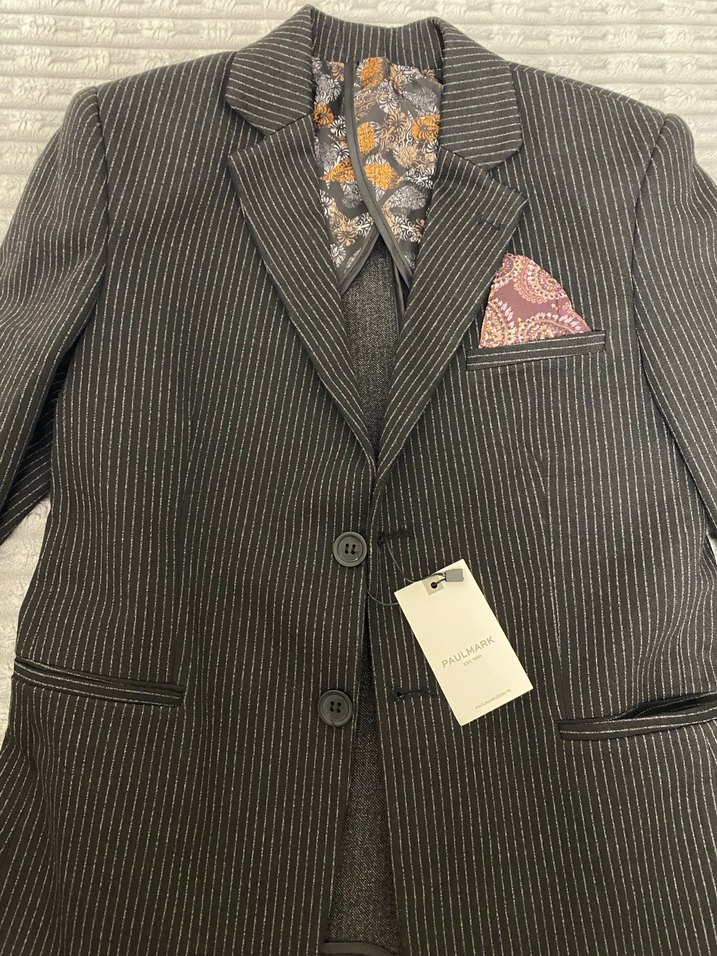 Gri Zebra Desenli Düğmeli Erkek Ceket - Görsel 2