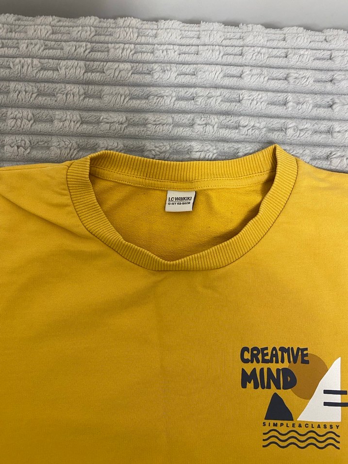 Sarı Baskılı Kadın Sweatshirt - Görsel 3