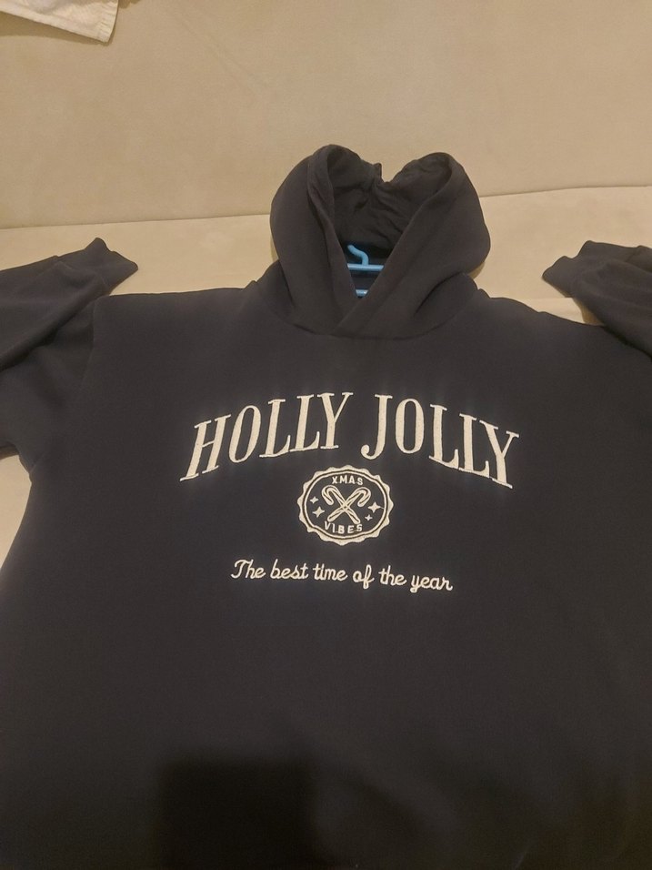 Mavi Kapüşonlu Sweatshirt - Görsel 4