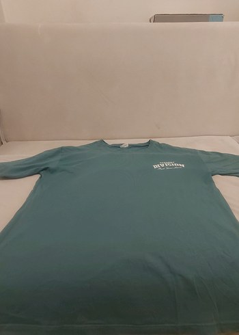 Yeşil Bisiklet Yaka Baskılı Oversize Erkek Tişört - Görsel 3