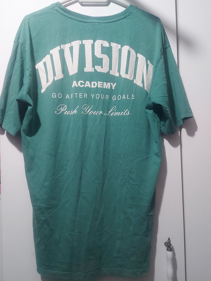 Yeşil Bisiklet Yaka Baskılı Oversize Erkek Tişört - Görsel 2