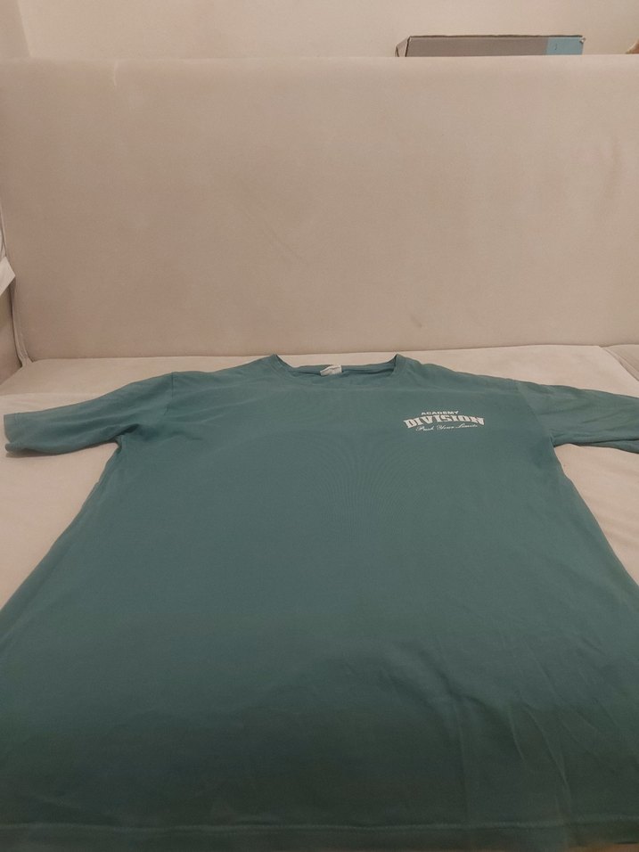 Yeşil Bisiklet Yaka Baskılı Oversize Erkek Tişört - Görsel 3